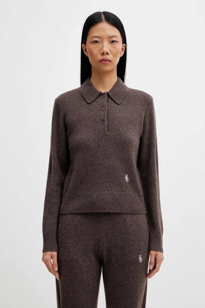 Шерстяной свитер Sporty & Rich SRC Cashmere шерсть коричневый WS07466302BR27