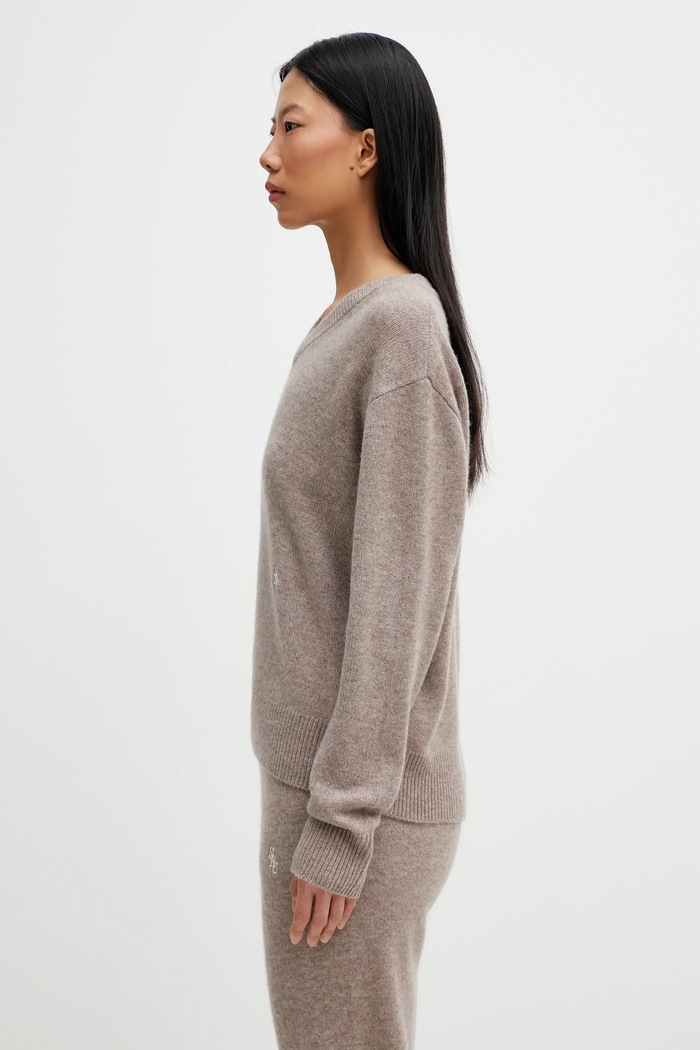 Sporty & Rich wool blend sweater SRC Cashmere WS07666302BE24 beige AW25