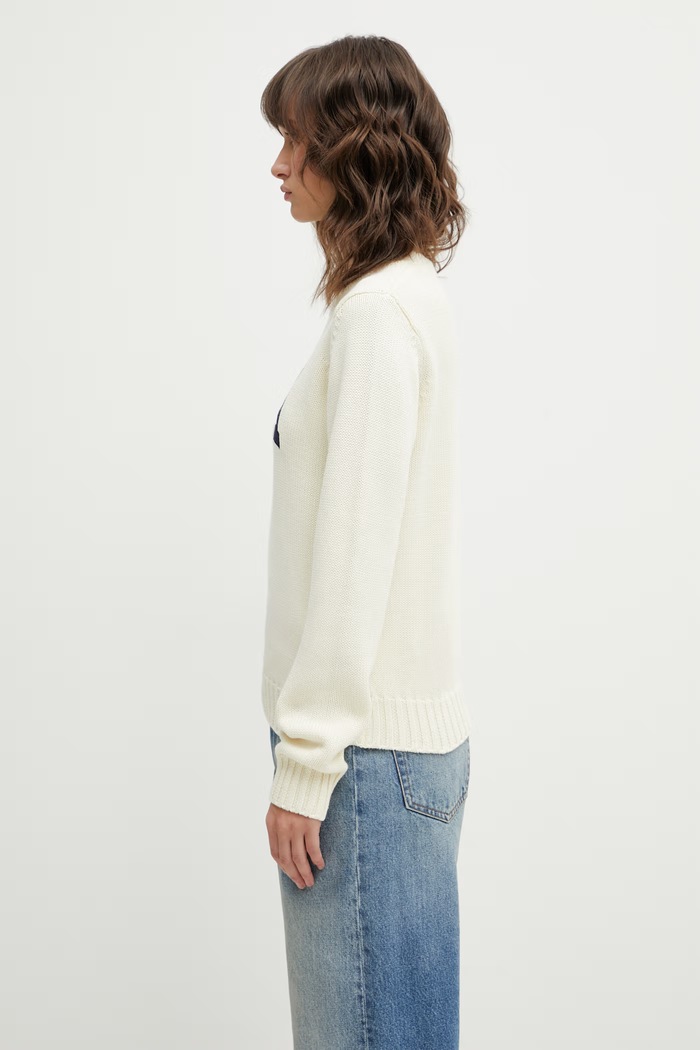 Βαμβακερό πουλόβερ Sporty & Rich USA Knitted WS06567643WH37 μπεζ AW25
