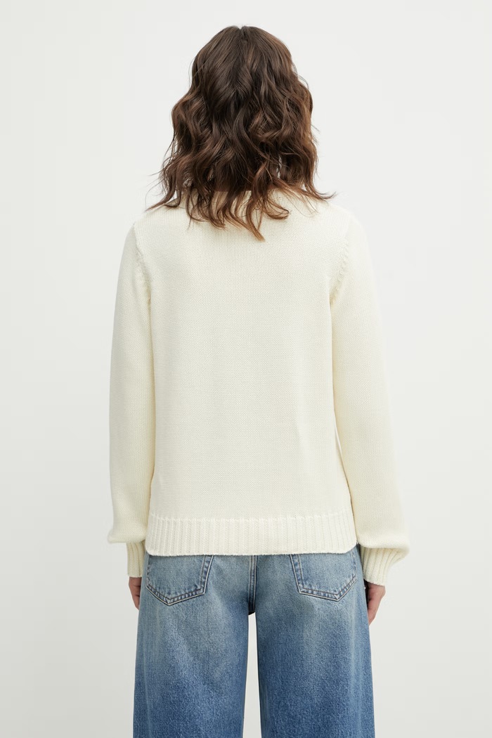 Ρούχα Βαμβακερό πουλόβερ Sporty & Rich USA Knitted WS06567643WH37 μπεζ
