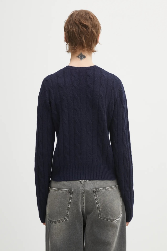 Clothing Sporty & Rich woolen cardigan SRC Cableknit Cashmere CA00365302BL106 navy