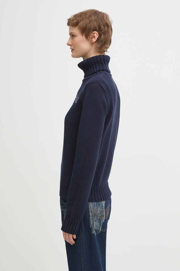 Sporty & Rich cotton jumper S&R Nautical Knitted WS07263178BL106 navy AW25