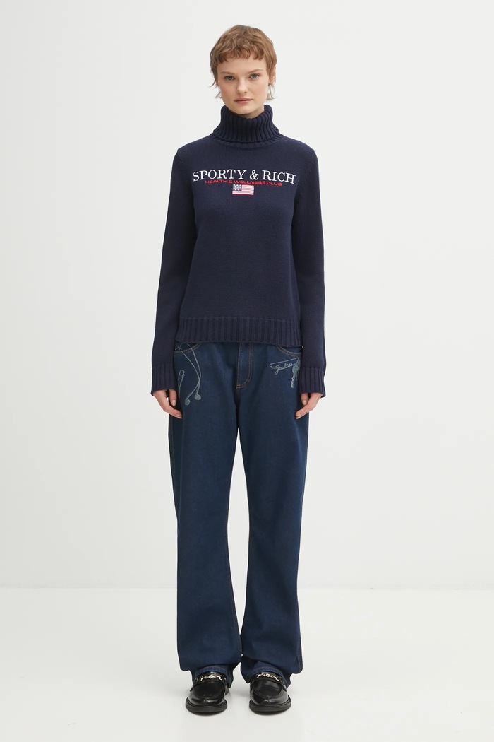 Sporty & Rich cotton jumper S&R Nautical Knitted WS07263178BL106 navy