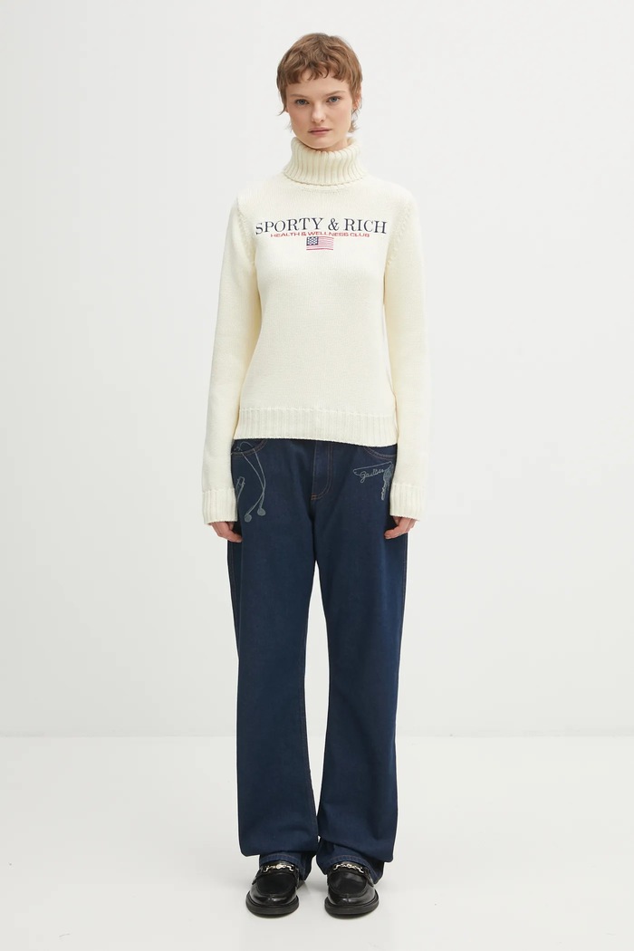 Sporty & Rich cotton jumper S&R Nautical Knitted WS07263178WH37 beige