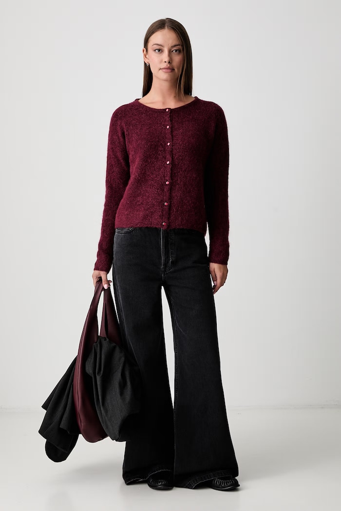 Mos Mosh кардиган для женщин с шерстью Almine 158680 бордо AW25