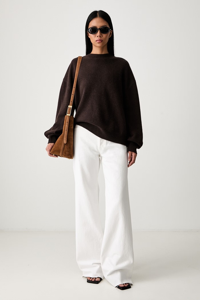 Anine Bing sweter kaszmirowy damski A.09.10662.BWN34 brązowy AW25