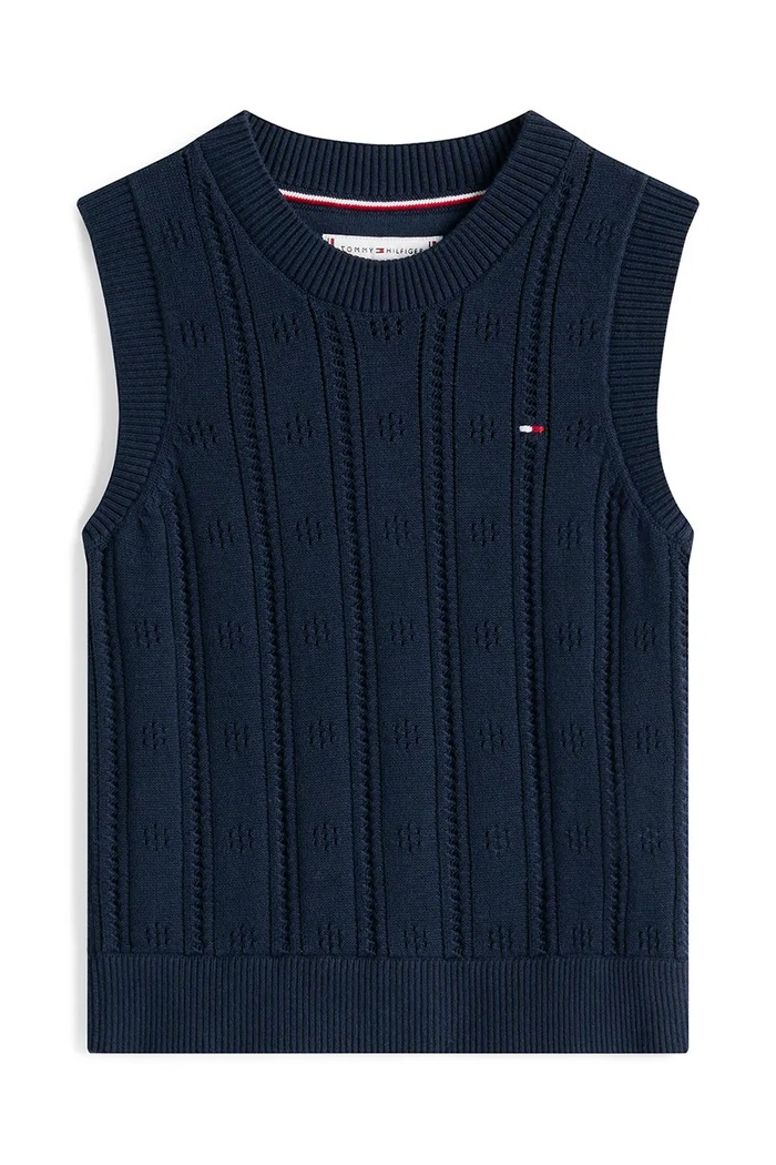 Βαμβακερό πουλόβερ Tommy Hilfiger KG0KG08723.9BYA σκούρο μπλε AW25