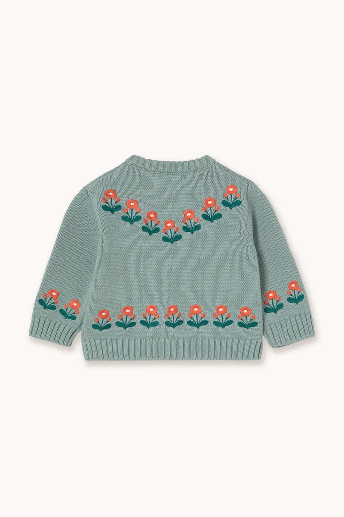Kardigán pre bábätká Tinycottons FLOWERS BABY CARDIGAN AW25.103 modrá AW25