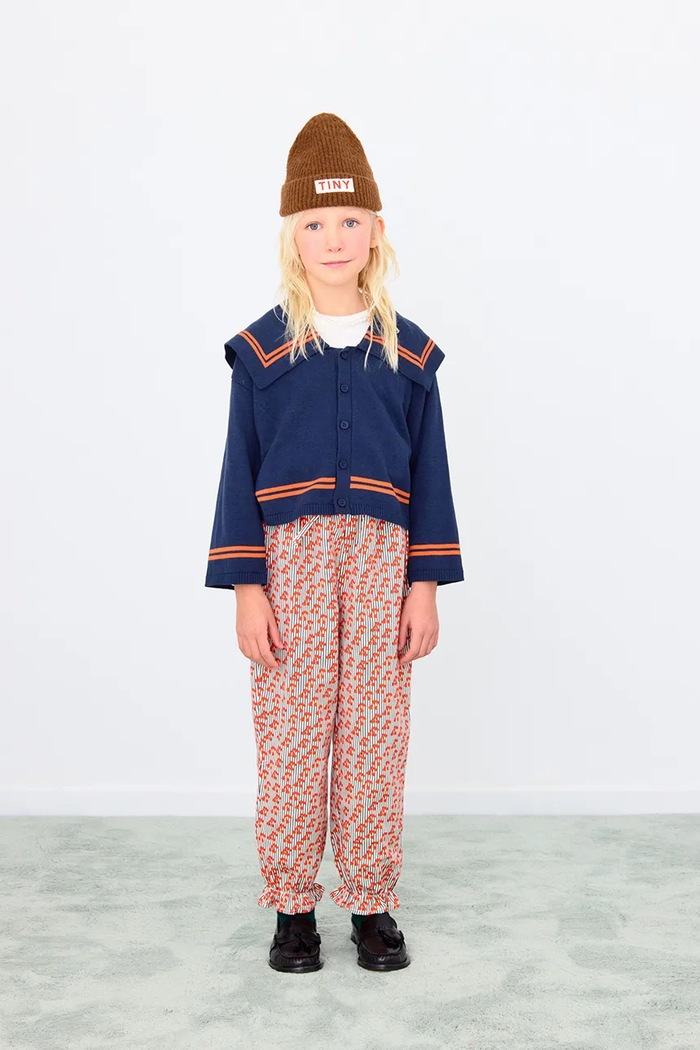 Tinycottons pulover copii STRIPES TINY CARDIGAN AW25.113 bleumarin