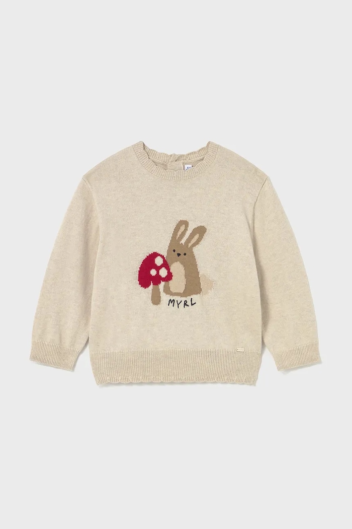 Mayoral sweter z domieszką wełny dziecięcy 2354.4F.Baby.9BYA beżowy AW25