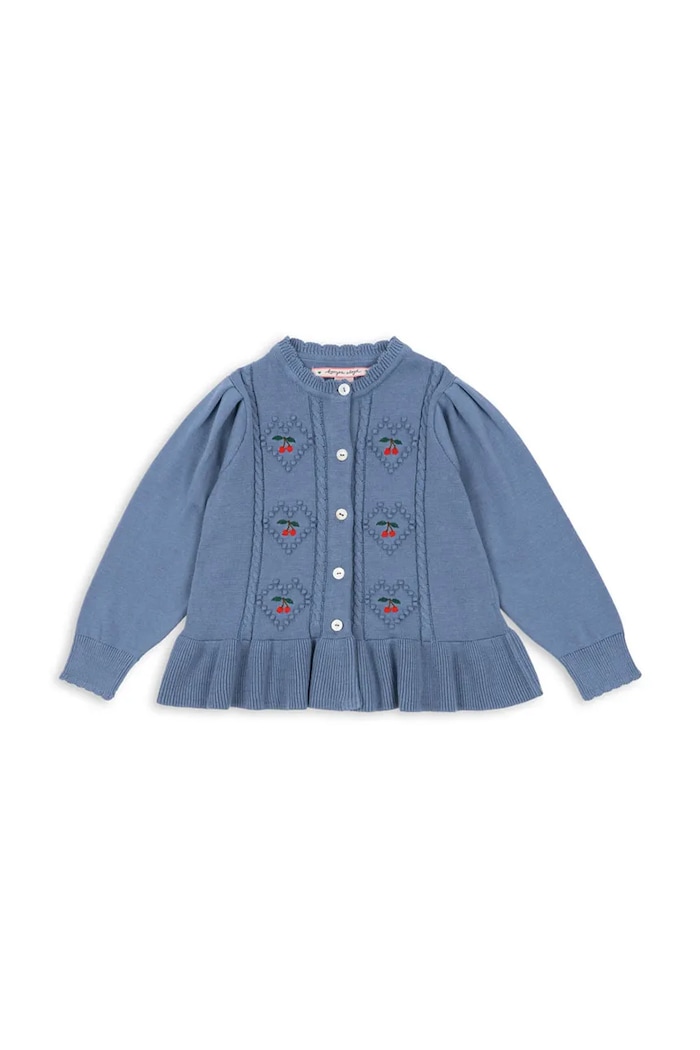 Konges Sløjd Kardigan bawełniany dziecięcy SOLEIL CARDIGAN GOTS niebieski KS103980.9BYA