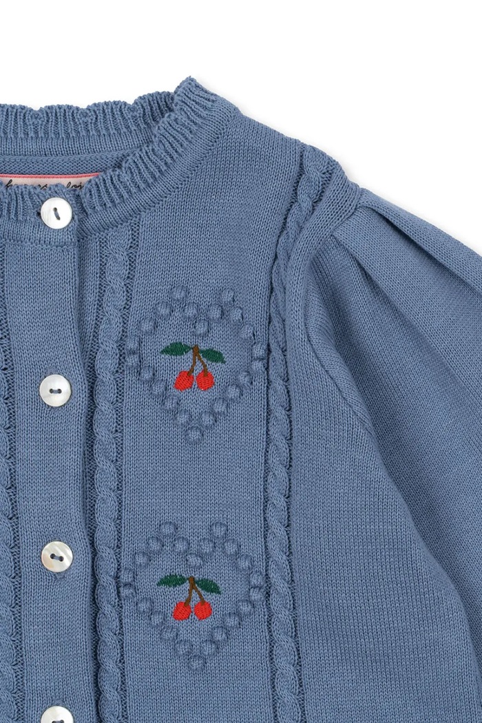 Dziewczynka Konges Sløjd Kardigan bawełniany dziecięcy SOLEIL CARDIGAN GOTS KS103980.9BYA niebieski
