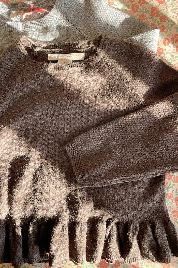 Konges Sløjd sweter z dodatkiem kaszmiru CATHY KNIT SWEATER KS103748.9BYA brązowy