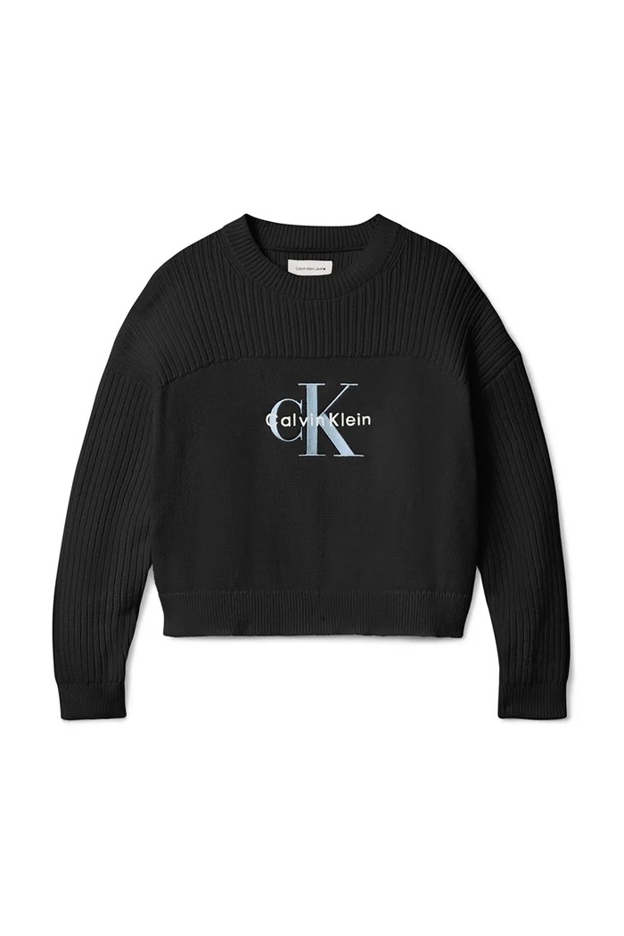 Παιδικό βαμβακερό πουλόβερ Calvin Klein Jeans IG0IG03046.9BYA μαύρο AW25