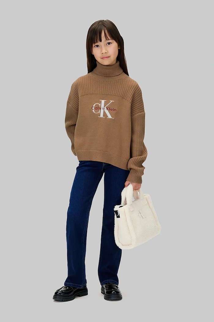 Dětský bavlněný svetr Calvin Klein Jeans IG0IG03047.9BYA hnědá