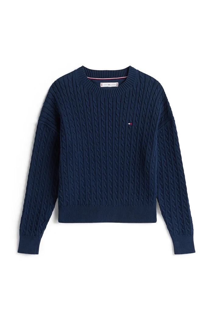 Tommy Hilfiger gyerek pamut pulóver KG0KG08848.9BYA sötétkék AW25