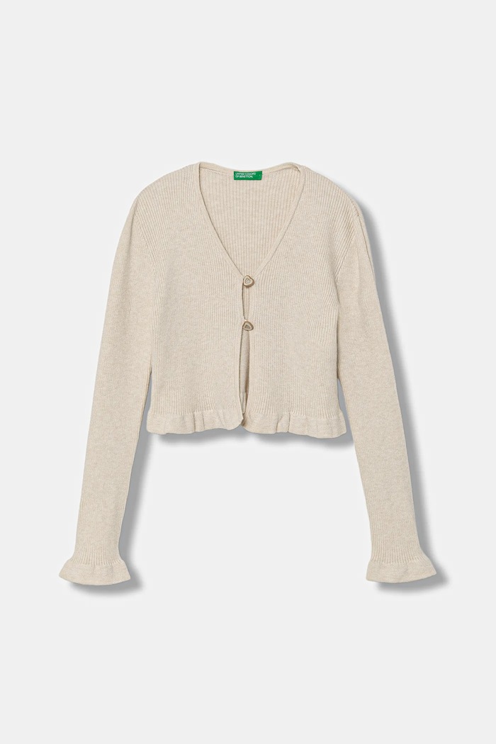 United Colors of Benetton kardigan z domieszką wełny dziecięcy z domieszką wełny beżowy 1J1CC601V.G.seasonal