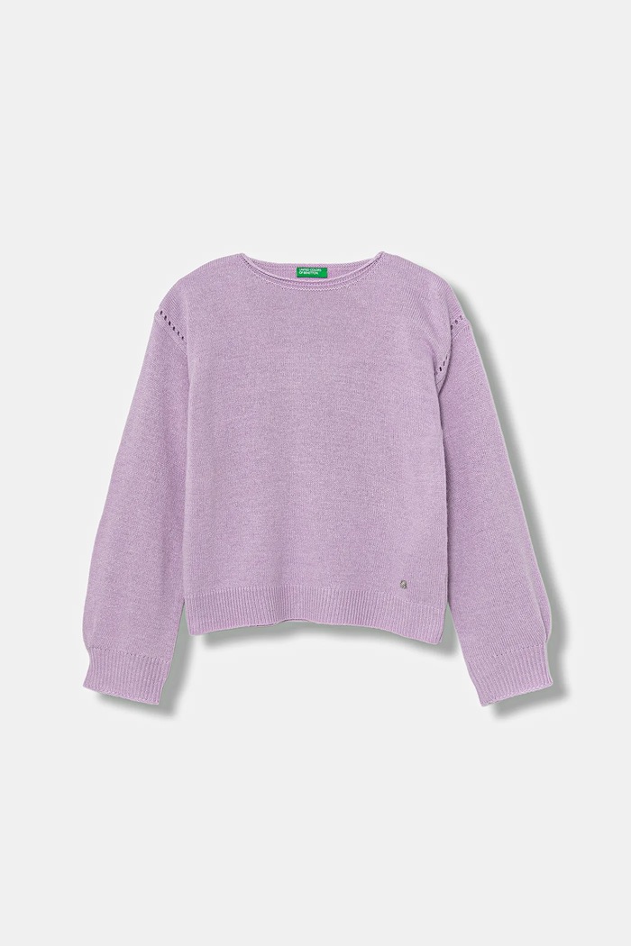 United Colors of Benetton sweter z dodatkiem wełny dziecięcy cienka fioletowy 126WC108Q.G.seasonal