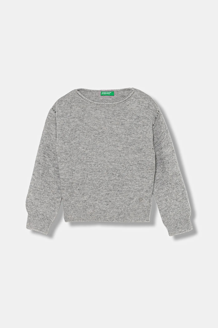 United Colors of Benetton sweter z dodatkiem wełny dziecięcy cienka szary 126WC108Q.G.seasonal