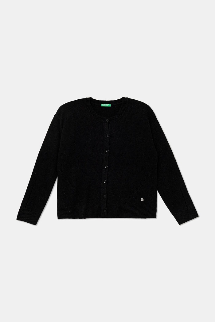 Kardigan s vlnou United Colors of Benetton tenká černá 126WC500X.G.seasonal