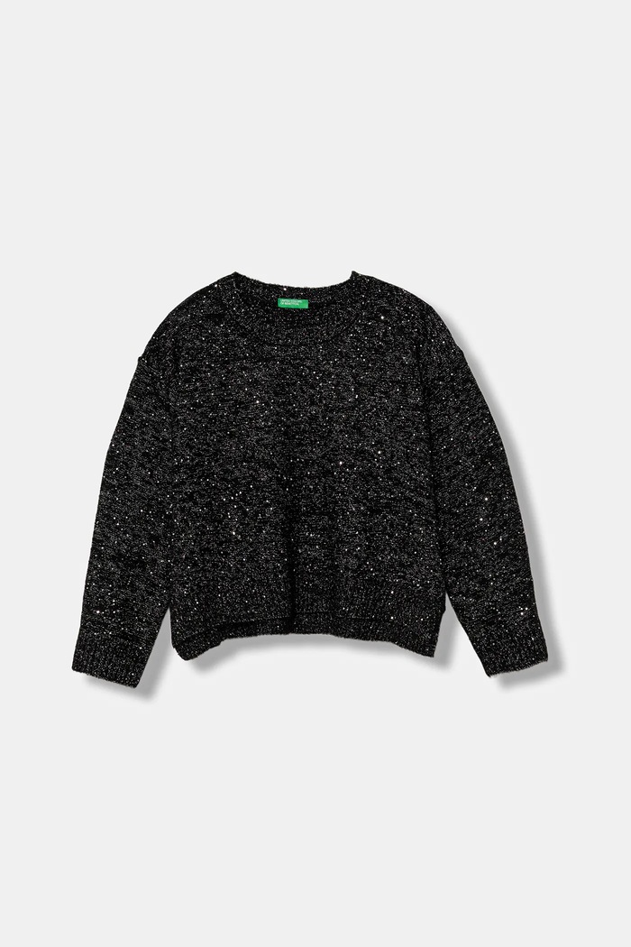 United Colors of Benetton sweter z domieszką wełny dziecięcy z domieszką wełny czarny 1VPUC108V.G.seasonal