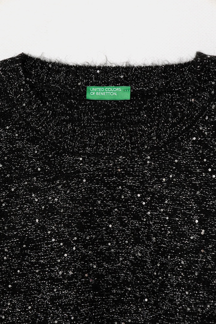 Dziewczynka United Colors of Benetton sweter z domieszką wełny dziecięcy 1VPUC108V.G.seasonal czarny