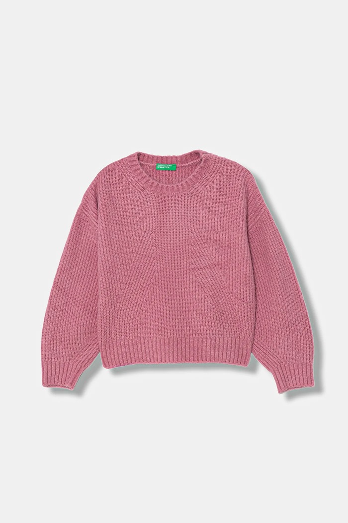 Detský sveter United Colors of Benetton hrubá ružová 1RG7C109L.G.Seasonal