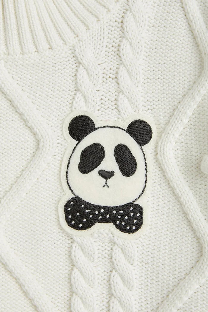 CHLAPEC Dětský svetr Mini Rodini Panda 2562012011 bílá