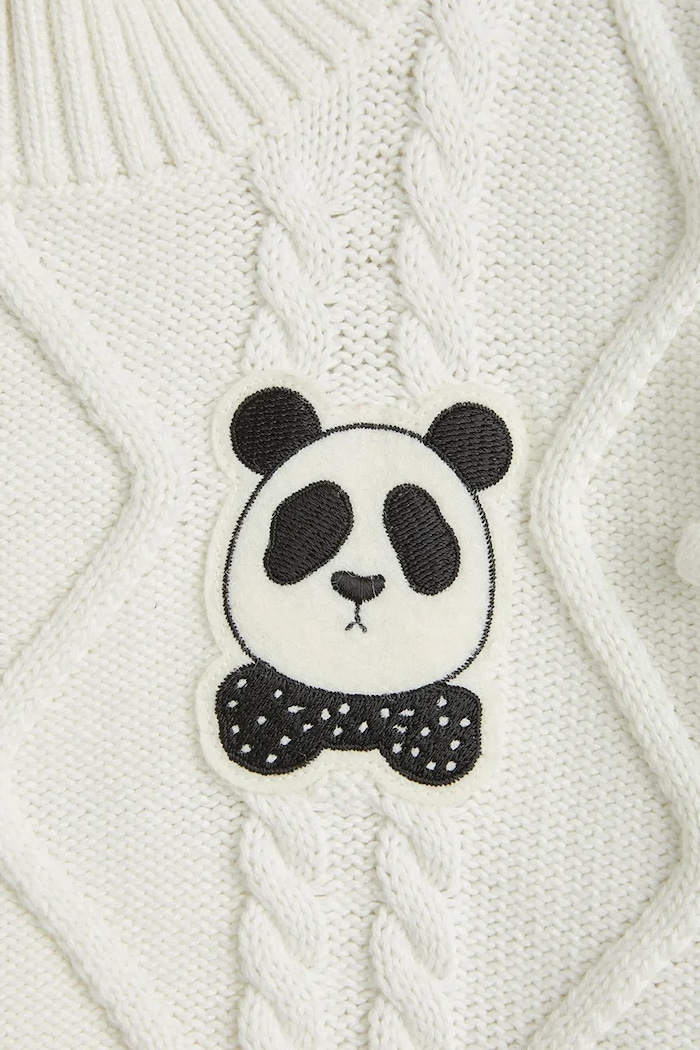 CHLAPEC Dětský svetr Mini Rodini Panda 2562012011 bílá