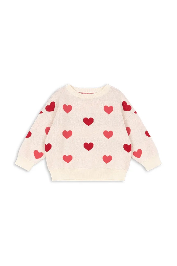 Konges Sløjd sweter bawełniany dziecięcy LAPIS KNIT SWEATER GOTS wzorzyste beżowy KS103856.9BYA