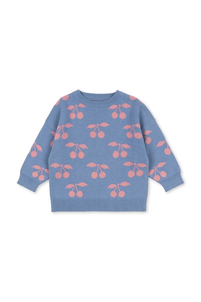Konges Sløjd sweter bawełniany dziecięcy LAPIS KNIT SWEATER GOTS wzorzyste fioletowy KS103856.9BYA