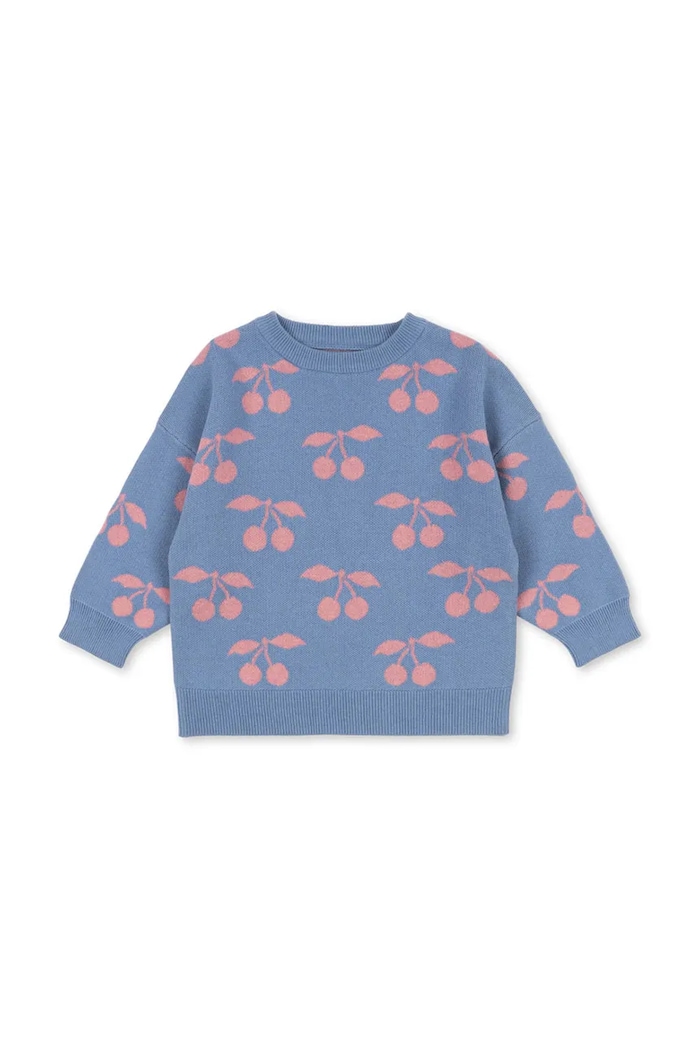 Konges Sløjd sweter bawełniany dziecięcy LAPIS KNIT SWEATER GOTS wzorzyste fioletowy KS103856.9BYA