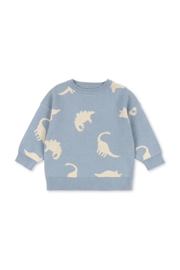 Konges Sløjd pulover de bumbac pentru copii LAPIS KNIT SWEATER GOTS cu modele gri KS103856.9BYA