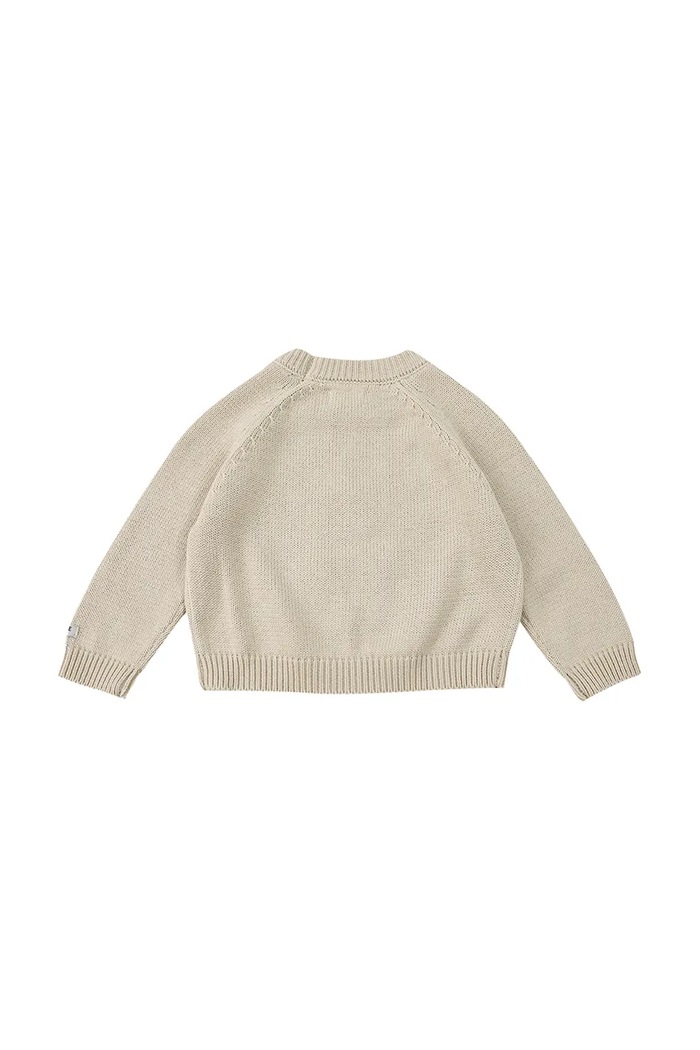 Băieți Donsje pulover din bumbac pentru bebeluși Loeke Sweater Bunny 3037802 bej