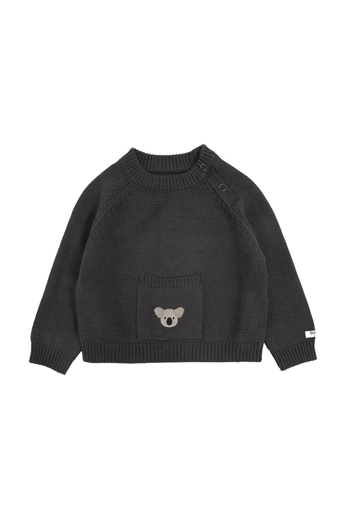 Donsje pulover din bumbac pentru bebeluși Loeke Sweater Koala imprimeu negru 3037803