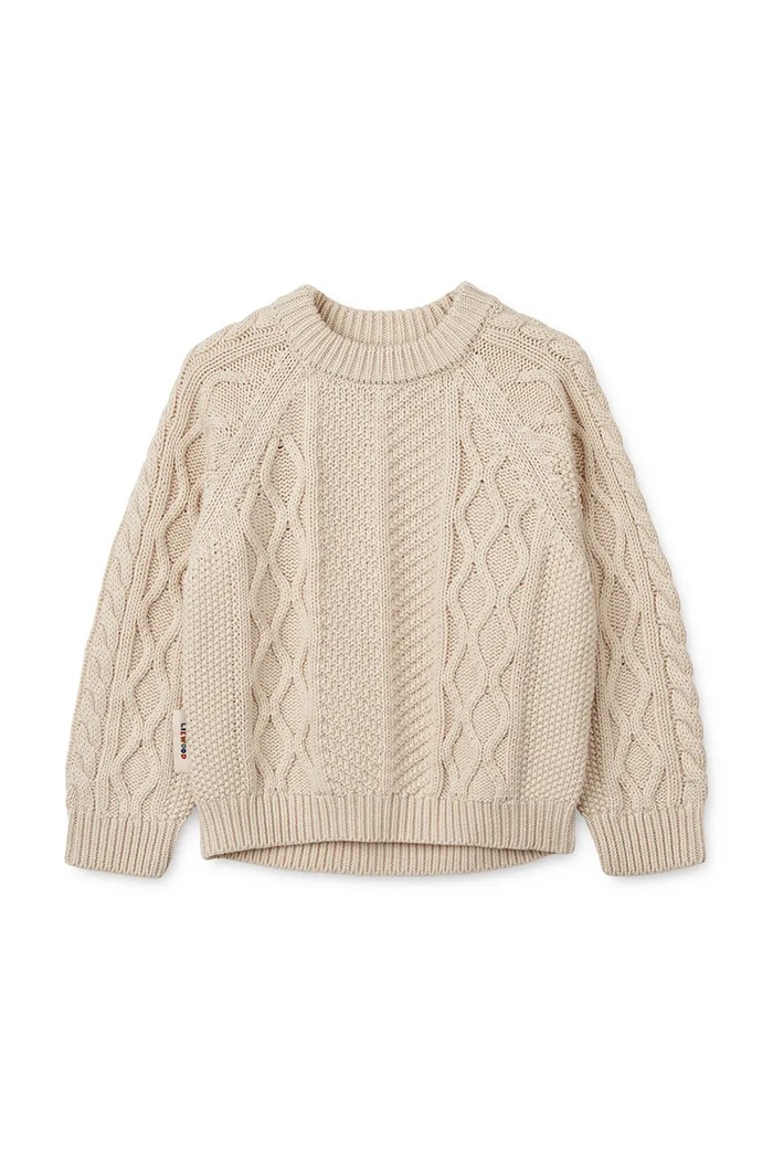 Detský sveter s prímesou vlny Liewood Callio Knit Jumper LW20307.9BYA béžová AW25