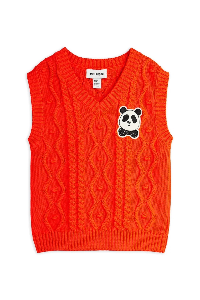 Dětská bavlněná vesta Mini Rodini Panda 25720124 červená AW25