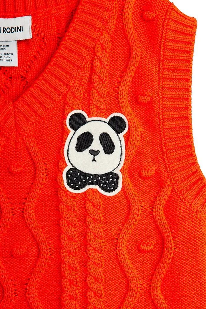 Dětská bavlněná vesta Mini Rodini Panda červená 25720124