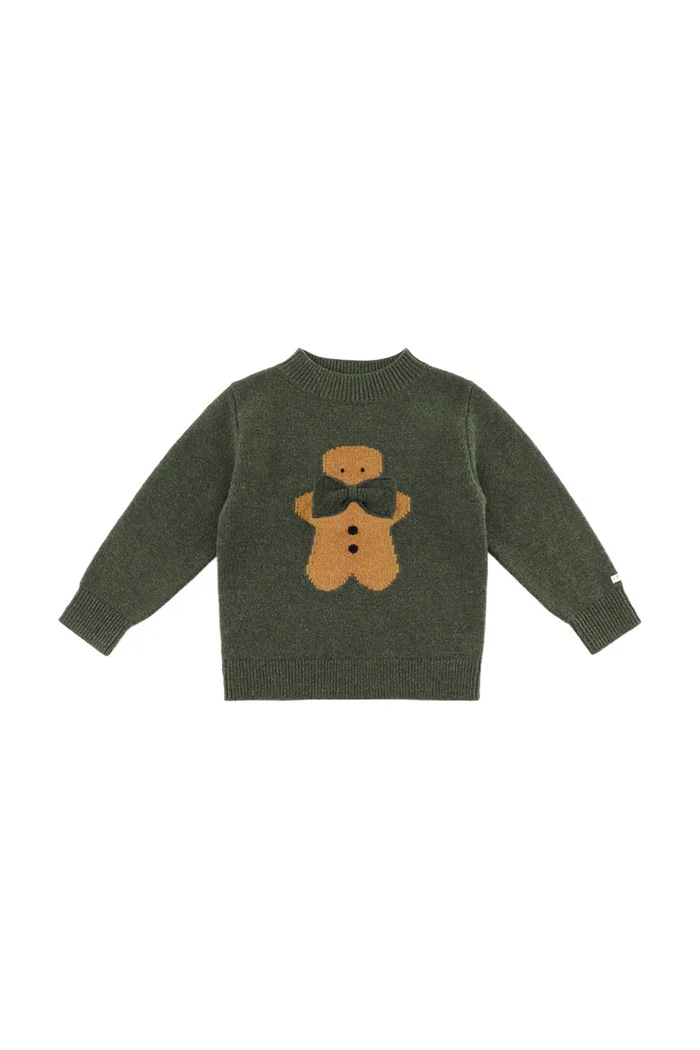 Donsje maglione di lana per bambini Denn Merino Wool Sweater Gingerbread 4083506 verde AW25