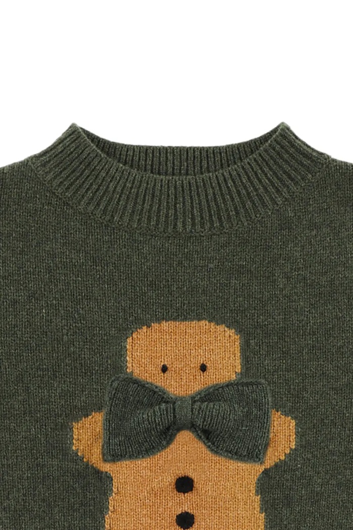 Donsje maglione di lana per bambini Denn Merino Wool Sweater Gingerbread verde 4083506