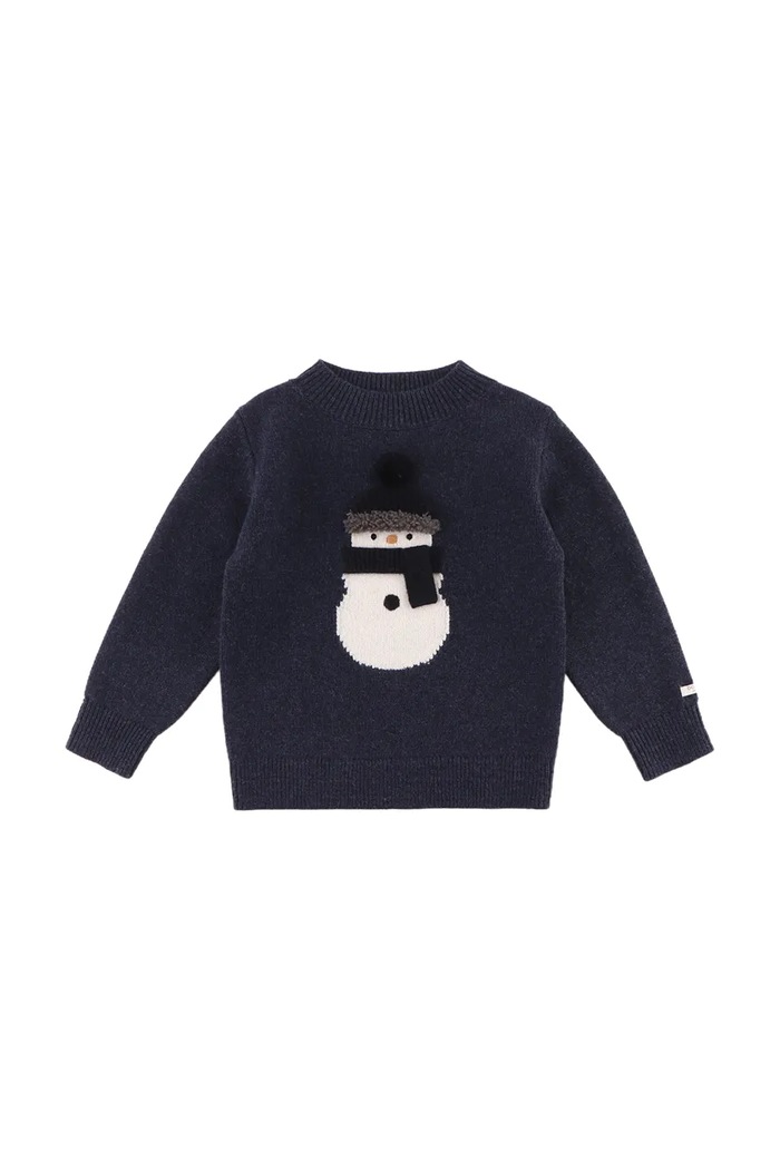 Vlnený detský svetrík Donsje Denn Merino Wool Sweater Snowman 4083507 tmavomodrá AW25