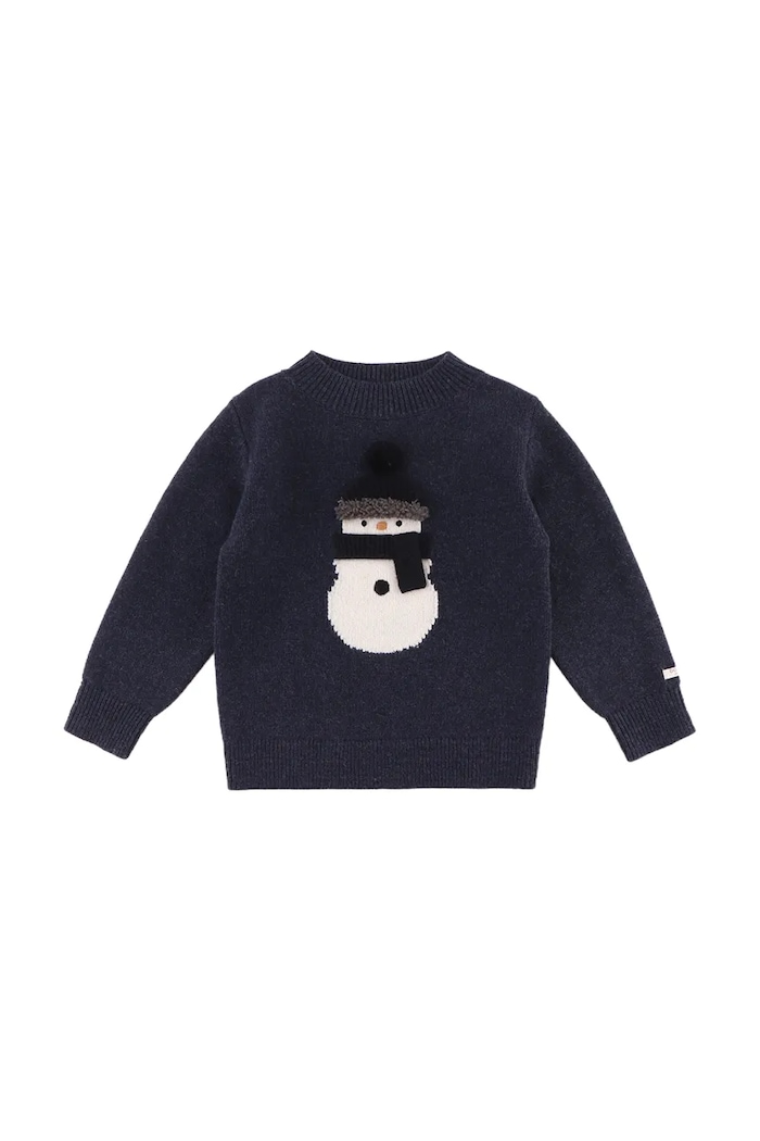 Vlnený detský svetrík Donsje Denn Merino Wool Sweater Snowman 4083507 tmavomodrá AW25
