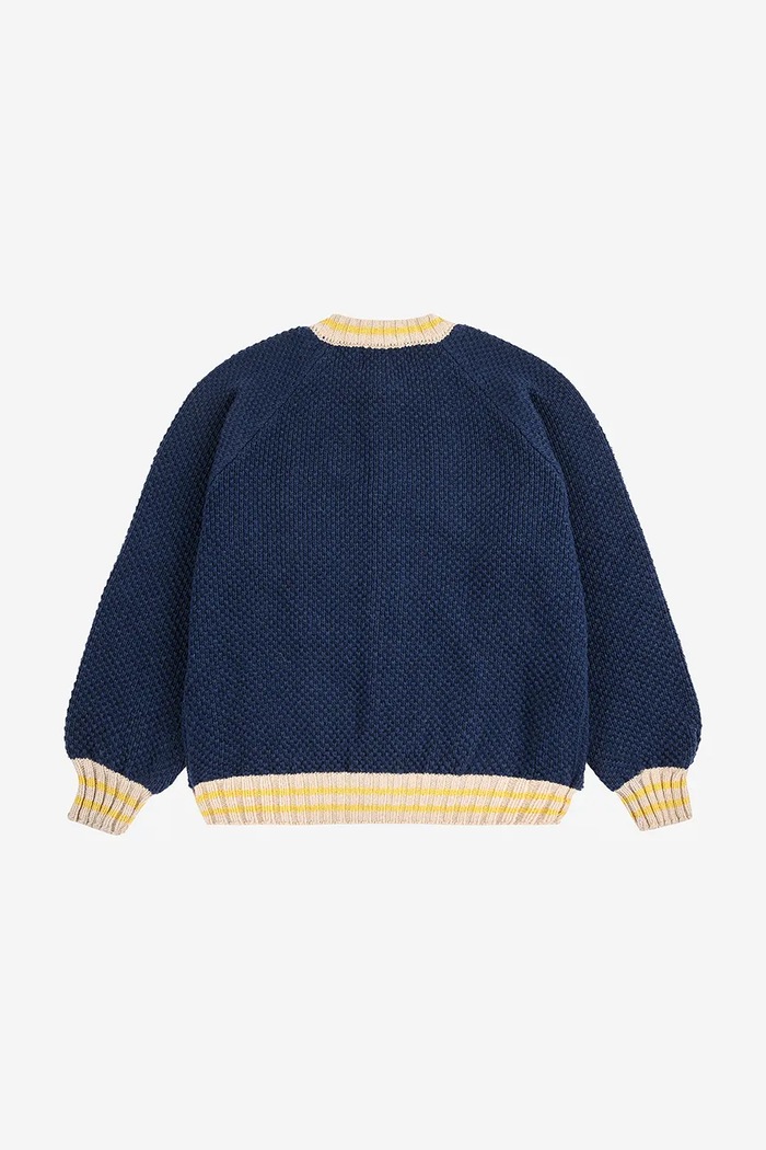 Băieți Bobo Choses cardigan de lână pentru copii Fun Face 225FC014 bleumarin