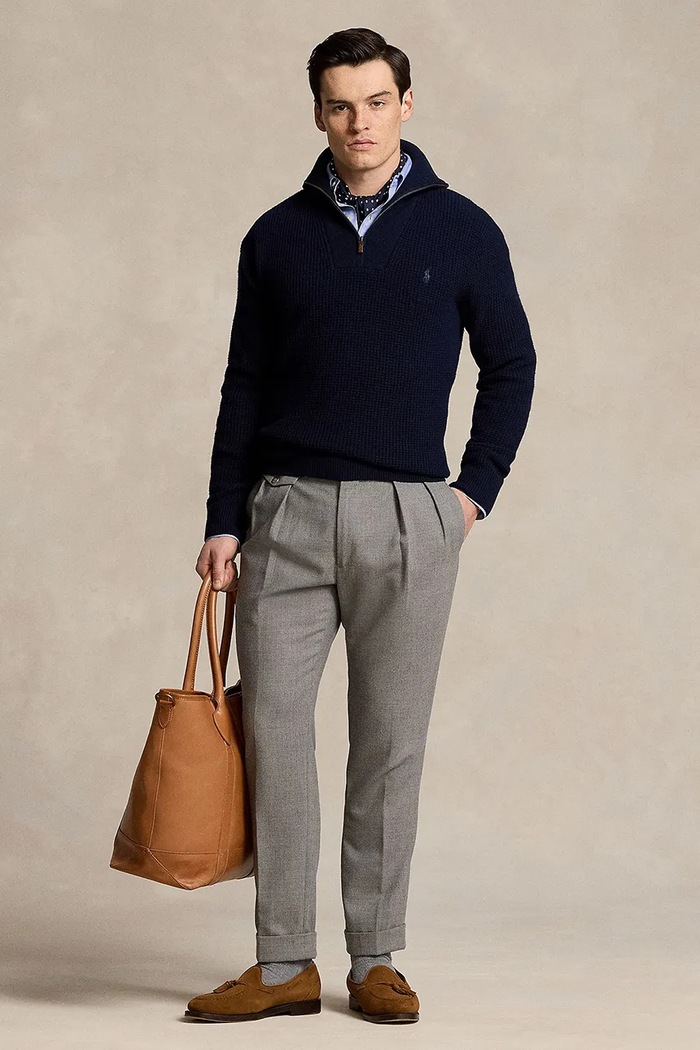 Odzież Polo Ralph Lauren sweter wełniany 710941101 granatowy