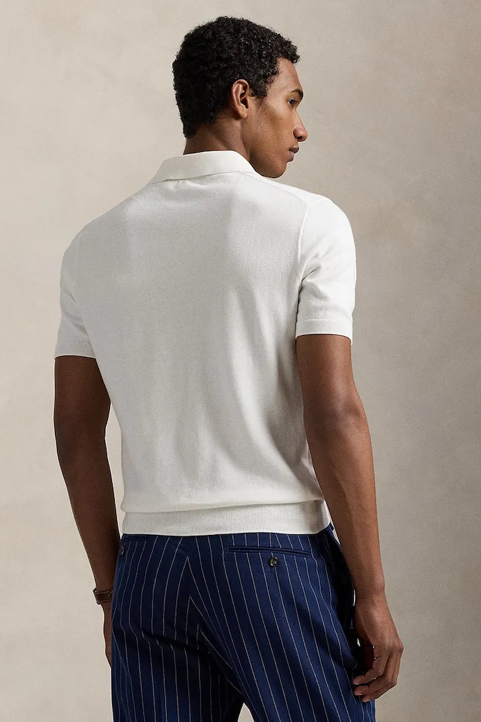 Polo Ralph Lauren пуловер с къси ръкави мъжки от памук 710980682 бял SS26