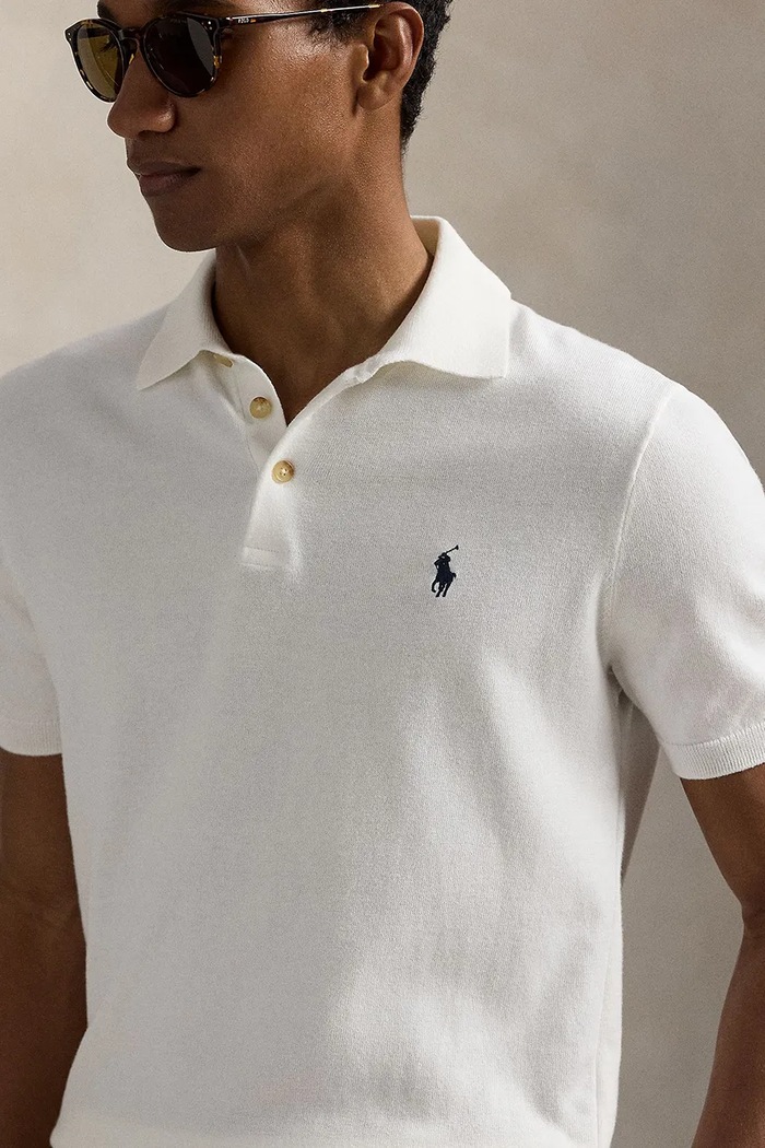 Polo Ralph Lauren пуловер с къси ръкави мъжки от памук бял 710980682