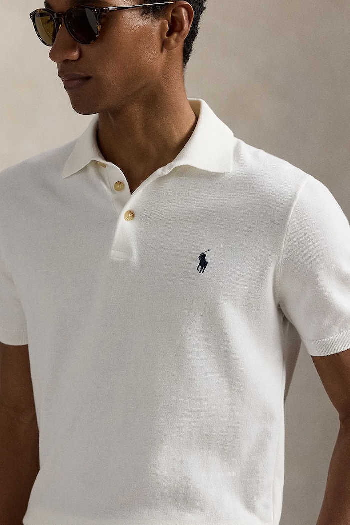 Polo Ralph Lauren пуловер с къси ръкави мъжки от памук бял 710980682