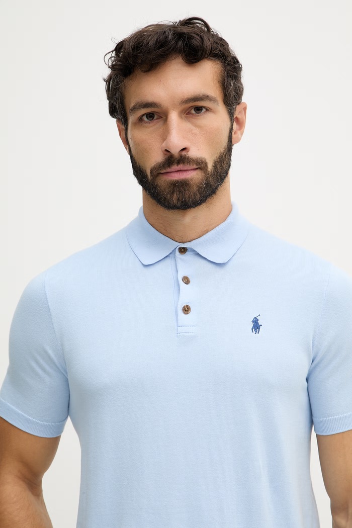 Polo Ralph Lauren пуловер с къси ръкави мъжки от памук син 710980682