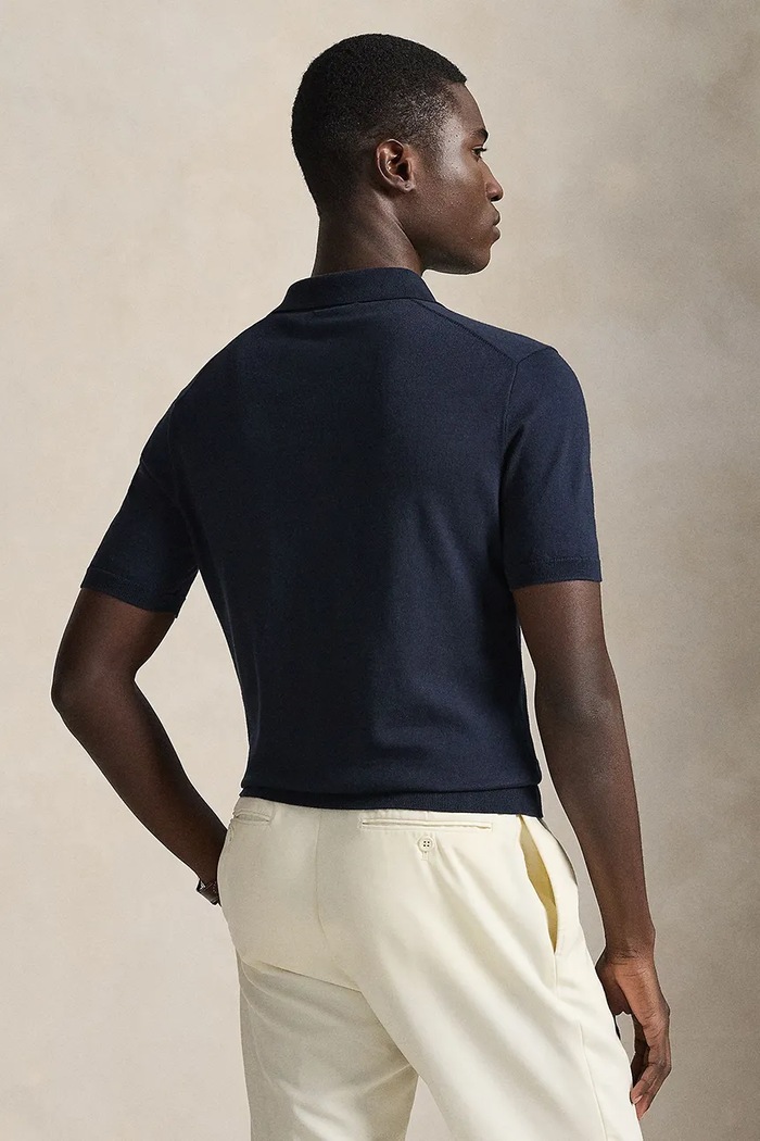 Polo Ralph Lauren pulover cu mânecă scurtă pentru bărbați din bumbac 710980682 bleumarin SS26