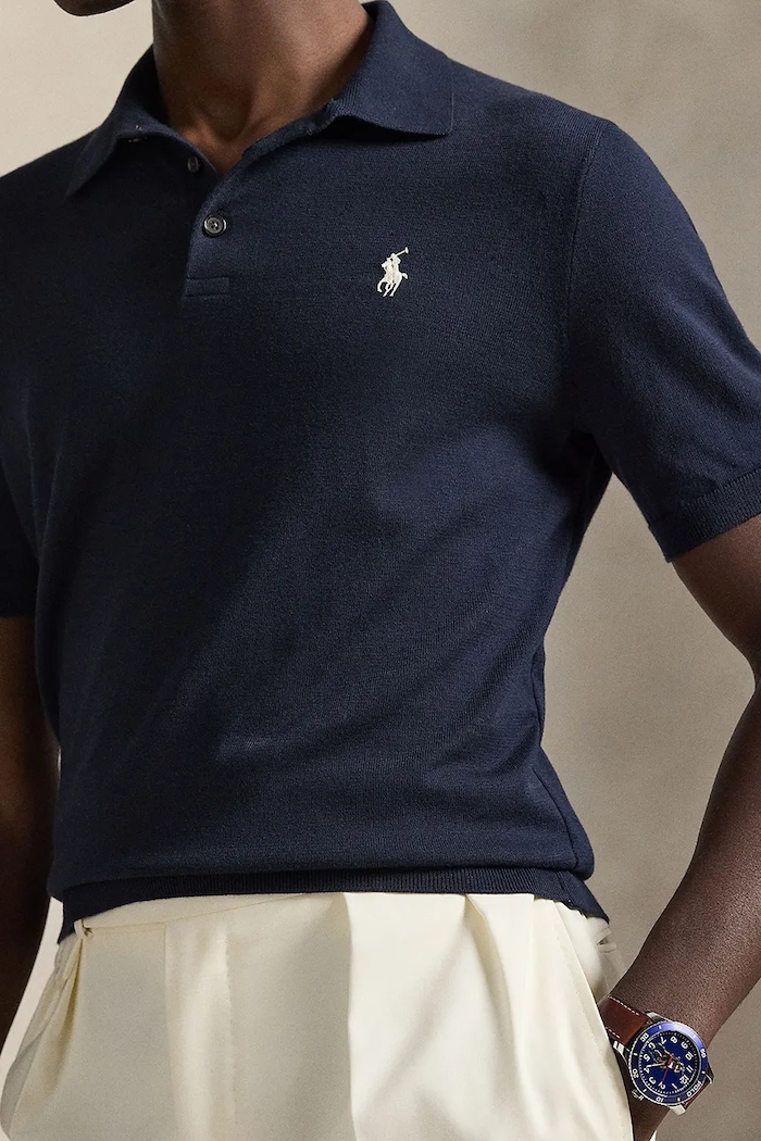 Îmbrăcăminte Polo Ralph Lauren pulover cu mânecă scurtă pentru bărbați din bumbac 710980682 bleumarin